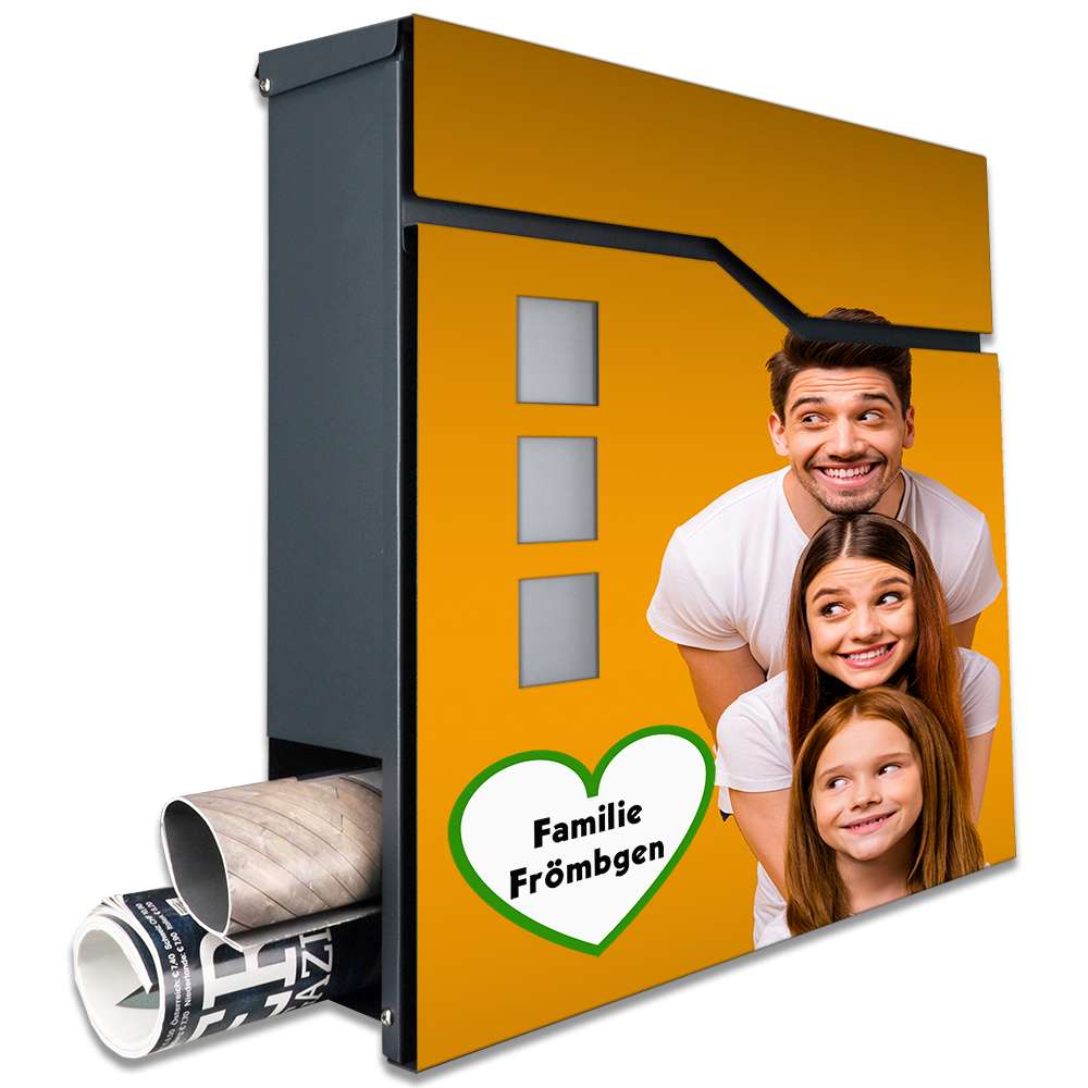 Design-Briefkasten mit UV-Fotodruck Familiy